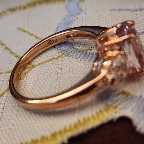 JTV Kunzite Crystal Quartz 18K Rose Gold Over Silver Ring - Picture 6 of 10